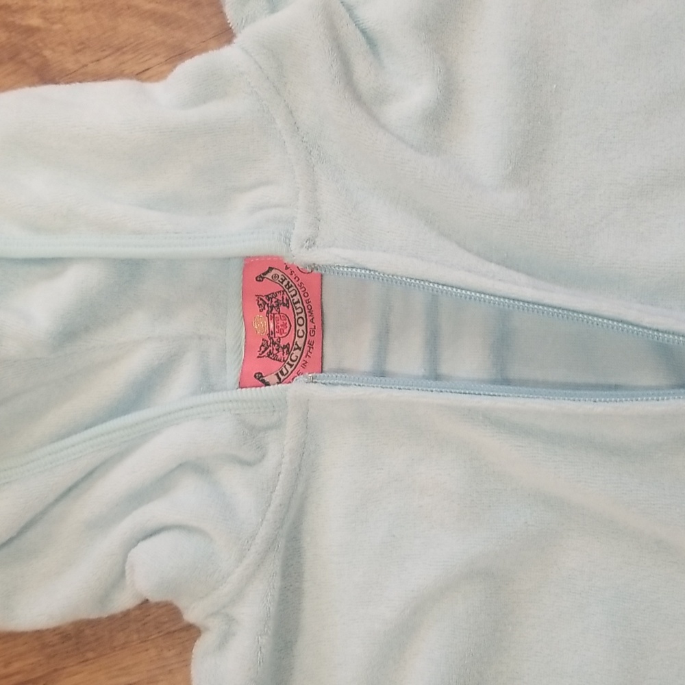2000s Vintage Juicy Couture Terry Cloth Eyelet Tracksuit Petite Baby Blue - Picture 4 of 7